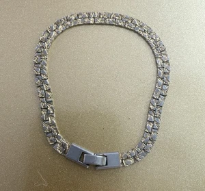 Vintage Silber & Gold Ton Quadrat Kette Armband - Bild 1 von 4