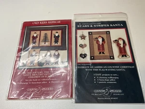 Vintage 2 ct. Country Applikationen Weihnachtsmann Muster 1991 Nähen Weihnachten patriotisch - Bild 1 von 7