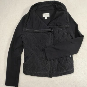 Anthropologie Marrakech Phoebe Jacket Women Quilted Moto Zip Small Black Shacket - Picture 1 of 13