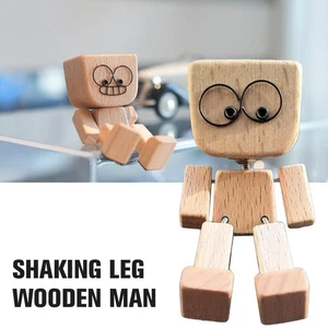 Shaking Wooden Man Figure Decoration Desktop & Car -Free Shipping - Picture 1 of 15