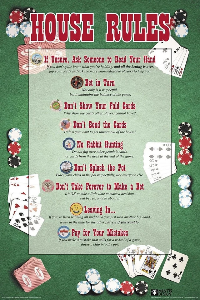Poster Studio B - House Rules Poker Card Game 24x36" NEW Wall Art P4222 - Image 1 of 1