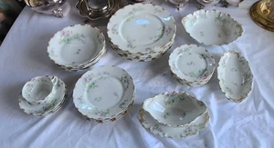 Antikes 25er Set Haviland Limoges Porzellan Geschirr, rosa/gold Rosenmuster - Bild 1 von 21