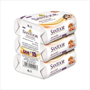 Santoor With Almond Sandal & Almond Milk Soap 150 Gm Each Pack of 3 L209 - Picture 1 of 4