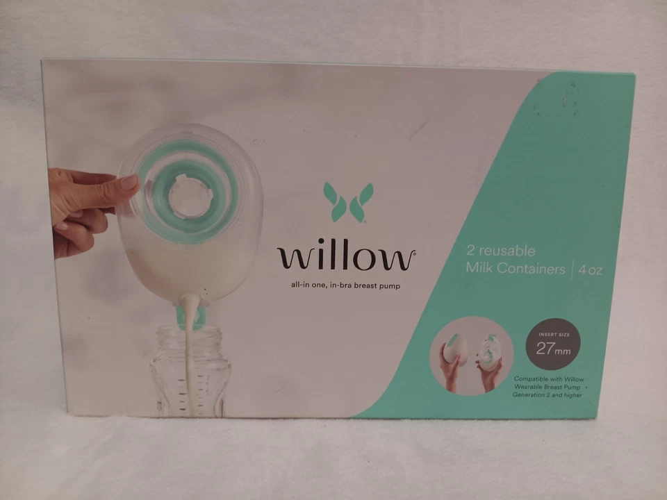 Willow All in One Breast Pump 2 Reusesble Milk Containers 4 Oz Size 27mm