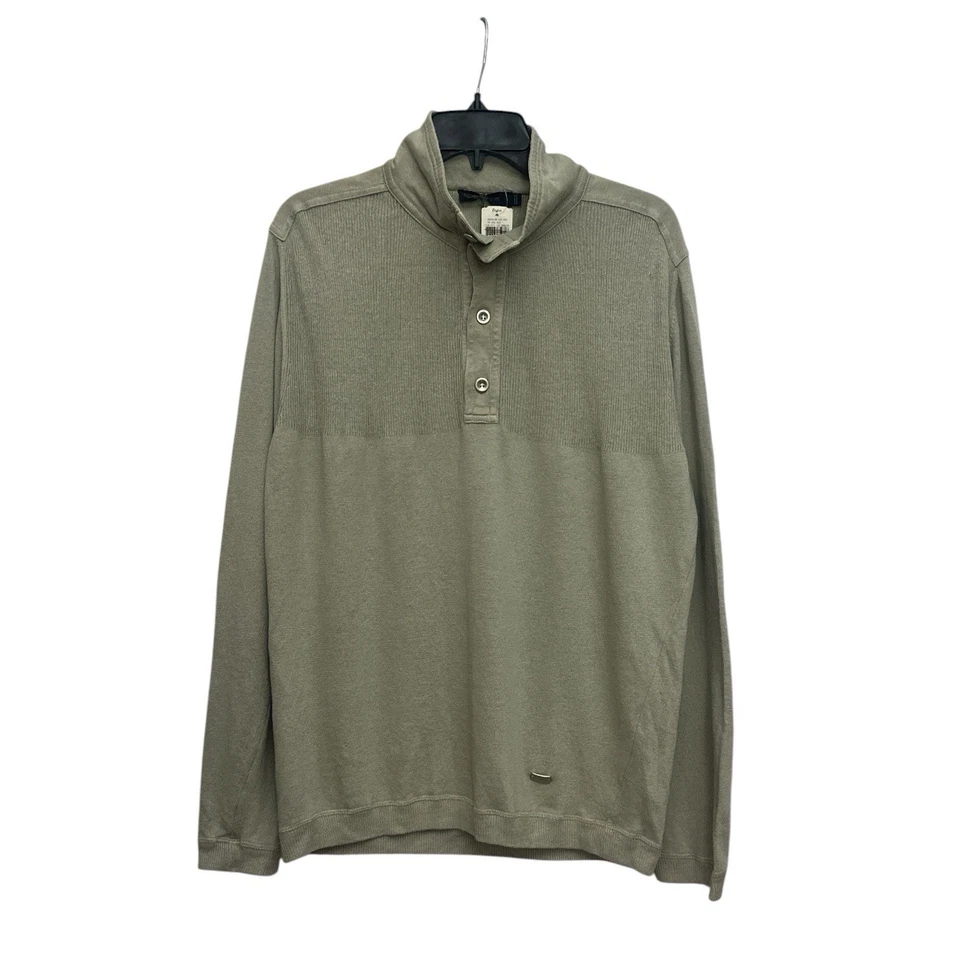 Zegna Sport Garment Dyed Linen Blend Mock Neck Pullover Size Medium Beige Flaw  - Image 1 of 4