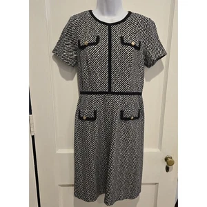 Talbots Damen knielang unregelmäßige Streifen schwarz Borte edel Old Money Größe 2 - Bild 1 von 9