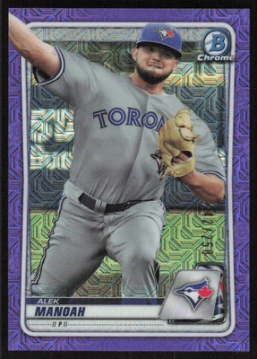 2020 Bowman Chrome Purple Mojo Refractors Alek Manoah /250 Toronto Blue Jays - Image 1 of 2