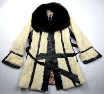 Vtg 60s 70s Switzer's Fur & Leather Coat Mod Luxury Fox / Mink ? Belted Jacket - Image 1 of 4