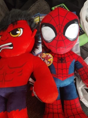 Mattel Marvel Red HULK And Spiderman Plush Talker 12" Brand New (11.75" tall) - Image 1 of 4