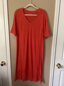 Eileen Fisher Hemp Organic Cotton Twist Scoop Neck Dress Large Sunburst Orange - Picture 1 of 9