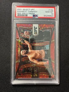 2021 Prizm Select UFC RED DISCO PRIZM /199 Khamzat Chimaev Rookie RC #162 PSA 10 - Picture 1 of 2