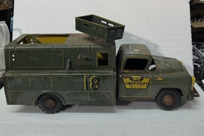 Caminhão de aço prensado vintage 1950 Marx Lumar Utility Service para restauração - Imagem 1 de 4