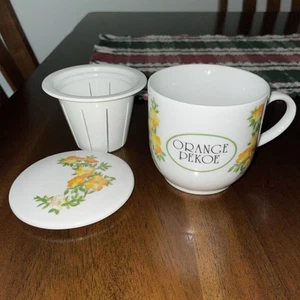 Vintage Toscany Collection Orange Pekoe Teetasse Becher mit Teeei Deckel Sieb Japan FS - Bild 1 von 4