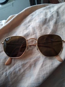 Ray-Ban Sunglasses RB3548-N Hexagonal Gold Frame Brown Lens 51mm - Picture 1 of 7