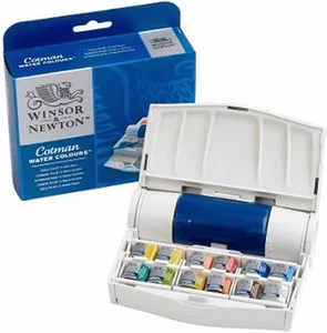 Cotman Watercolor Paint Set, Field Travel Set, 12 Half Pans W/ - Foto 1 di 4