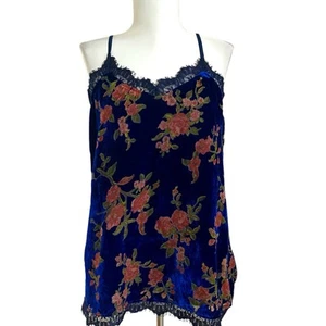 Xhilaration Y2K Burnout Velvet Floral Tank Top L Sheer Fairy Grunge Whimsigoth - Picture 1 of 12