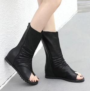 Wedge Sandals Women's Peep Toe Ankle Boot Soft Gladiator Back Zipper Roman Shoes - Picture 1 of 8