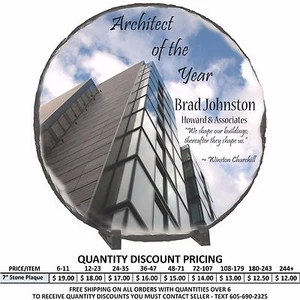 Custom 7" Round Stone Plaques Personalized Color Print Awards Portrait Pictures - Picture 1 of 4
