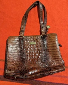Brahmin braun Krokodil Kroko-Prägung Leder Handtasche Schultertasche Asher  - Bild 1 von 16