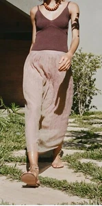 Neu Zara Damen Rosa Rouge Falten-Effekt Elastische Taille Midirock Größe Small - Bild 1 von 8