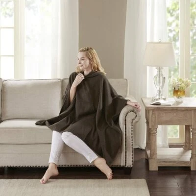 Poncho MADISON PARK SIGNATURE 100% Cachemira 50x68 Marrón o Gris Oscuro Foto 1 de 4