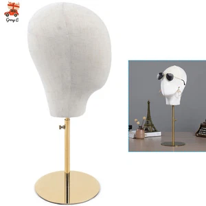 Gold Adjustable Display Stand Caps Wig Hats Holder Head Mannequin Display Stand - Picture 1 of 12