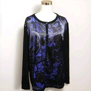Chico's Travelers Shirt Gr. 3 Damen XL Reise Strick blau schwarz - Bild 1 von 7