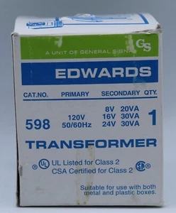 Nuevo Transformador Edwards 598 120V Línea Ac/8v 16v 24v Secundario, 30 Vatios, Clase 2 - Imagen 1 de 11