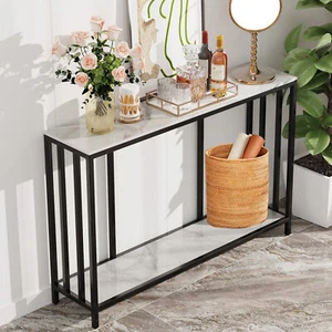 Entryway Console Table with Open Shelf 2-Tier Marble Sofa Table Kitchen Counter - Picture 1 of 12