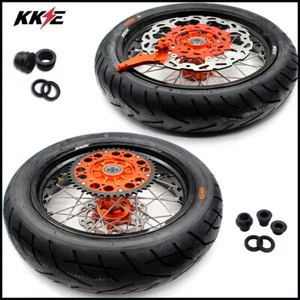 KKE 3.5/4.25 Supermoto Cush Drive Wheels With Tires for KTM SX EXC 2000-2002 - Picture 1 of 11