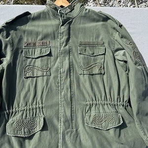 Vintage Antik Denim Jacket Womens Large Olive Green 2000s Y2k Heavyweight - Picture 1 of 22