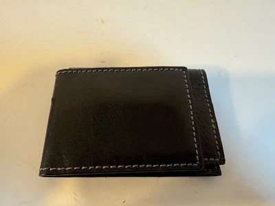 Mens Wallet Genuine Leather Textured Black Slim Bifold Perry Ellis Portfolio NWT - Image 1 of 4