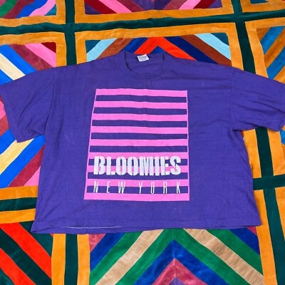 Vintage Bloomie's New York Bloomingdale's Women’s OS Purple Crop T Shirt Top 90s - Image 1 of 4