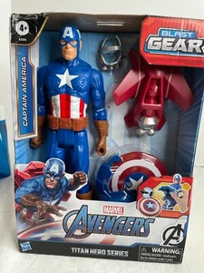 Captain America w Blast Gear & Launcher 12"Toy Avengers Titan Hero Series Hasbro - Picture 1 of 4