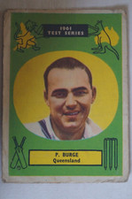 Cricket Collectable Vintage A & B C 1961 Test Series Card Peter Burge Queensland