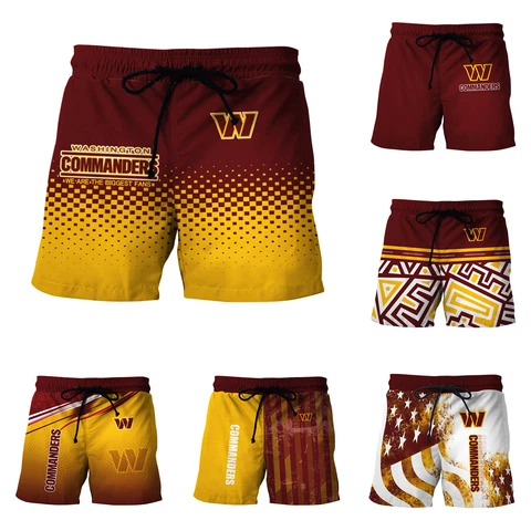 Washington Commanders Mens Board Shorts Surf Swim Trunks Drawstring Beach Wear Cover