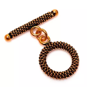 6 Set 18X27mm Bali Toggle Clasp Oxidized Copper Jewelry Making Clasp 565 - Picture 1 of 3