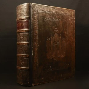 1855 The Catholic Family Bible + 1851 The New Testament Antiquarian Bible Rebind - Picture 1 of 22