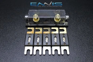(1) PACK 0 2 4 6 8 CALIBRE ANL PORTAFUSIBLES CON 5 PK 150 AMP NICKE OBLEA FUSIBLES CABLE - Imagen 1 de 4