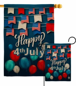 Celebrate July 4th Burlap Garden Flag Americana Fourth Decorative Yard Banner - Picture 1 of 19