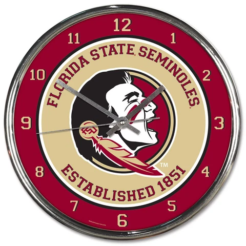 Florida State Seminoles 12 Inch WinCraft Chrome Plastic Wall Clock Cover