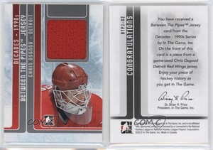 2013 ITG Decades 1990s Between the Pipes Jersey Silver /30 Chris Osgood #BTPJ-02