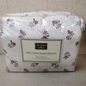 At Home Cotton Floral Flannel Twin Sheet Set