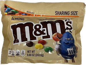 NEW ALMOND M&M'S CHOCOLATE CANDIES 8.60 OZ (243.8G) SHARE SIZE RESEALABLE BAG