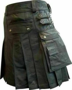 Herren Gladiator Falten Utility Kilt Aus Echtem Leder Halloween Club Wear - Bild 1 von 4