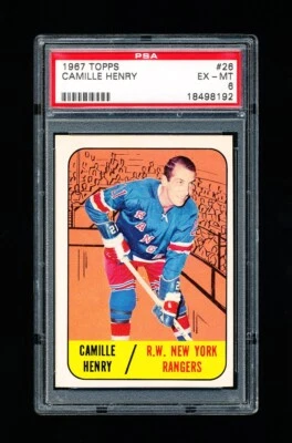 1967 TOPPS HOCKEY 26 CAMILLE HENRY PSA 6 EX-MINT RANGERS - Image 1 of 4