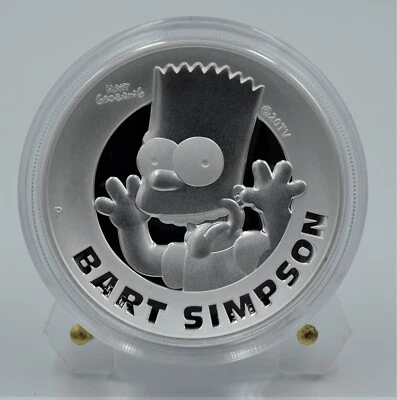 Tuvalu 2022 - Bart Simpson moneta d'argento ad altorilievo da 2 once - Immagine 1 di 4