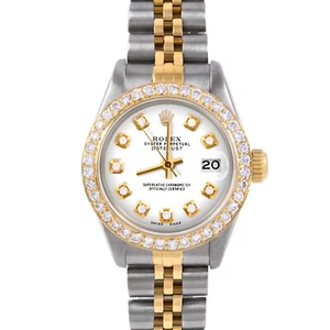 Rolex Ladies TT Datejust White Diamond Dial Diamond Bezel Watch - Picture 1 of 3