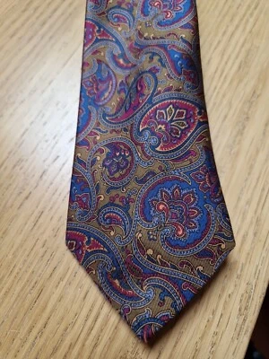 Vintage Da Vinci Gelfer Paisley Retro Print Silk Tie - Image 1 of 3