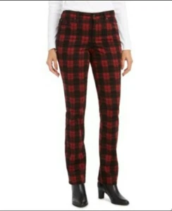 Charter Club Women's Black Red Plaid Straight Leg  Pants Size 18 NWT  - Picture 1 of 8